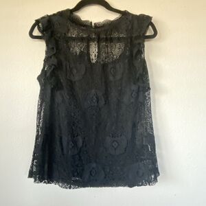 Adiva Womens Black Mock Lined Lace Floral Sleeveless Small Elegant Romantic Goth